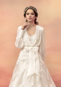 Style #1500, tie front bolero jacket, available in white, ivory