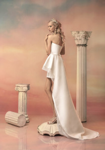 Style #1511a, high low peplum bodice, available in white and ivory