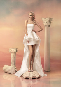 Style #1511a, short mikado skirt, available in white and ivory
