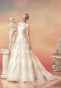 Style #1512L, lace a-line wedding gown with beaded neckline, available in white and ivory