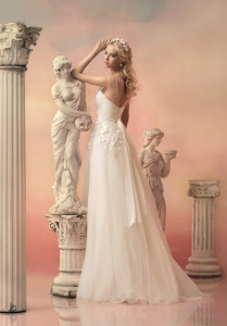 Style #1522, tulle ball gown wedding dress with floral appliques, available in white and ivory