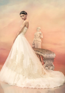 Style #1523, ball gown wedding dress with beaded bodice and skirt, available in ivory