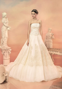 Style #1523, ball gown wedding dress with beaded bodice and skirt, available in ivory