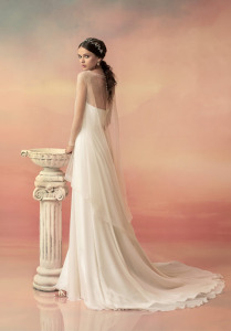 Style #1557L, sweetheart neckline wedding dress with beaded belt, available in white and ivory
