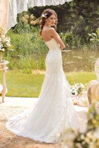 Style #1430, lace fit and flare wedding dress with back buttons, available in white and ivory