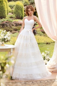 Style #1437, sweetheart strapless lace ball gown wedding dress, available in white and ivory