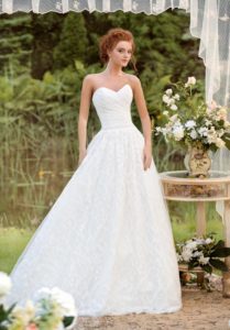 Style #1446, sweetheart neckline strapless lace ball gown wedding dress, available in ivory