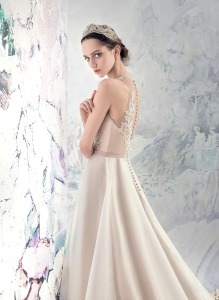 Style #1612L, A-line wedding dress with lace illusion bodice, available in ivory-ivory, ivory-nude lining