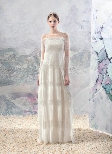 Style #1620ab, lace sheath wedding dress with long sleeves, available in white and ivory