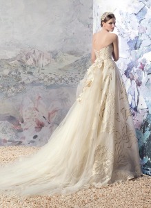 Style #1633 Premium, A-line gold wedding dress with sweetheart neckline with train, available in gold