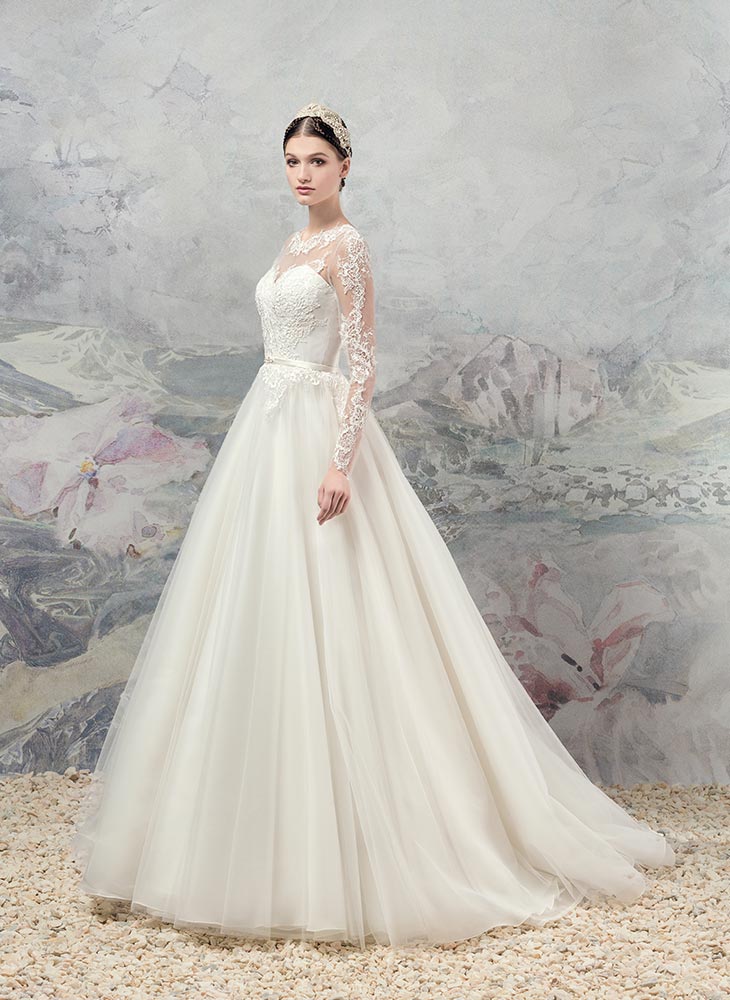 Style #1660, Ball Gown Wedding Dress With Illusion Lace Neckline And ...