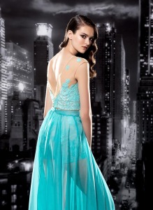 Style #103, lace top, lace high waisted shorts, chiffon skirt, available in turquoise, white, cream and black