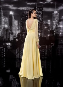 Style #127, long sleeves floor length v-neckline dress with mesh over decorated with embellishments, available in milk, white, cornflower-blue, mint, grey, yellow, green, red, black, lilac, pink, pink-ivory, peach, berry and cool blue