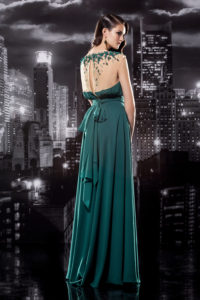Illusion Plunging Neckline Floor Length Dress