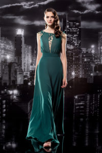 Illusion Plunging Neckline Floor Length Dress