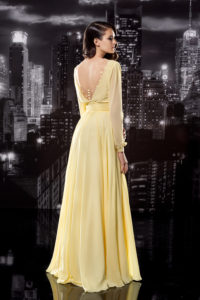 Floor Length Dress with Slit Long Sleeves