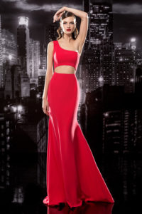 One Shoulder Gown with Cut Out Bodice