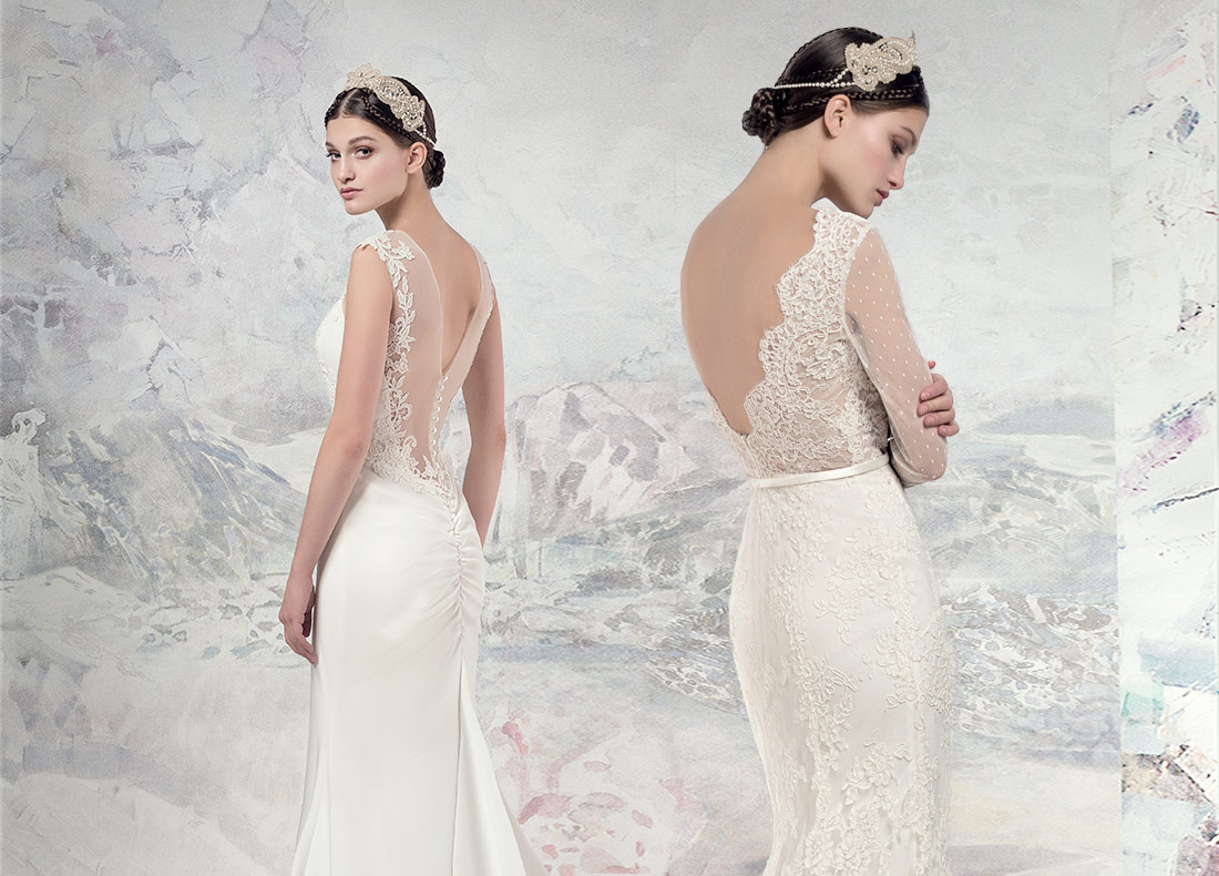 Lace back wedding dress in Toronto Papilio