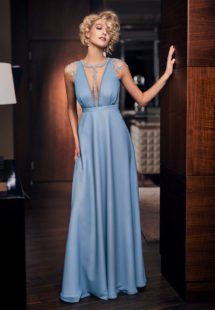 Style #329, embroidered cap sleeve evening dress with deep plunging neckline and beading decor, available in nude, mint, sky blue, turquoise, corn flower blue, red, purple, black, white, ivory, pink, peach,berry, powder, grey, green, yellow, light green, blue-grey