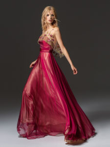 Style #358, strapless maxi dress comes with the flower embroidered cap sleeve blouse, available in ivory, grey, coral, burgundy, pink-lilac. Blouse available in nude color