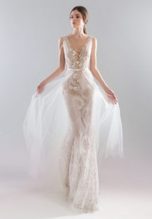 Style #1923L, available in ivory with nude lining (photo), ivory; Style #1923-2 (skirt), available in ivory