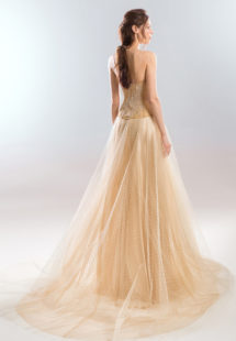 Style #1937-2 (skirt), available in champagne (photo), ivory; Style #1937-3 (corset), available in champagne (photo), ivory
