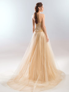 Style #1937-2 (skirt), available in champagne (photo), ivory; Style #1937-3 (corset), available in champagne (photo), ivory