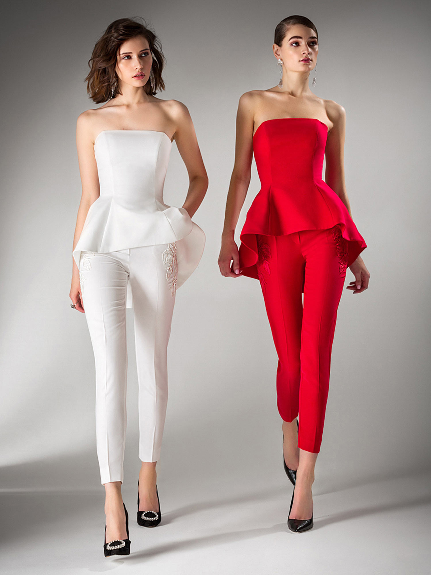 Style #435-3, Style #435-4, available in ivory, pink, red, blue