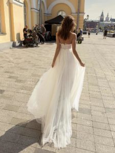 A-line strapless wedding gown with sweetheart bodice