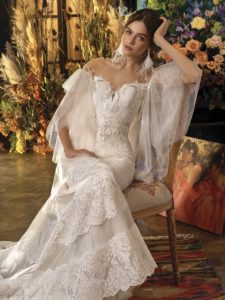 Mermaid wedding dress with bell sleeves