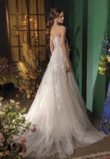 Style #2036L, strapless wedding dress with embroidered bodice, available in ivory