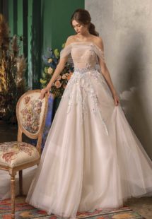 Style #2026L, ball gown wedding dress with sweetheart bodice, available in salmon, mint, blue