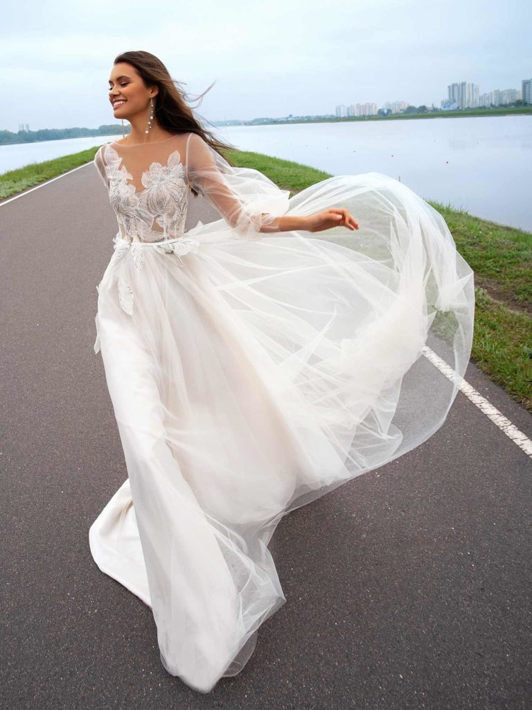 a classic wedding ballgown with a strapless embellished bodice and