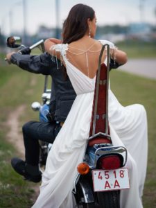 Chiffon wedding dress with beading and embroidery