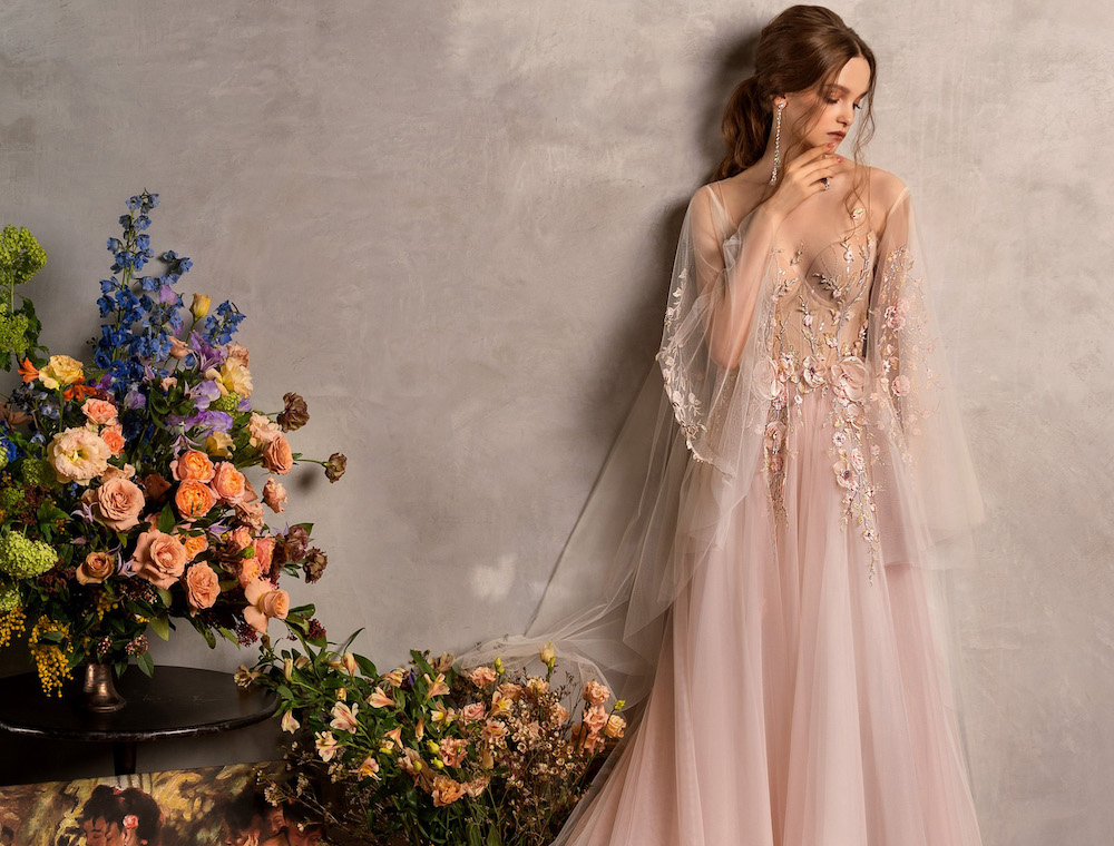 Wedding dresses with 3D floral appliques Wedding dresses with 3D floral appliques