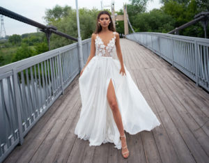 Wedding dresses with thigh-high slits