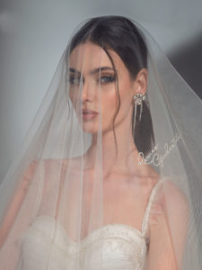 Sparkly Ball gown wedding dress with tiered skirt