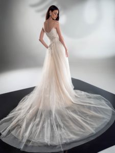 Cream A-line wedding dress with beaded embroidery