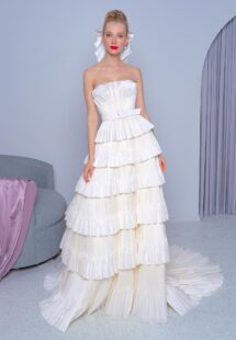 Style #2229b, Taffeta tiered A-line wedding dress, available in ivory