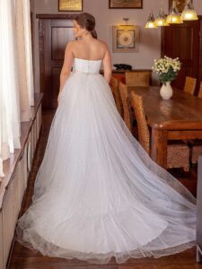 Strapless allover sequin plus size ball gown