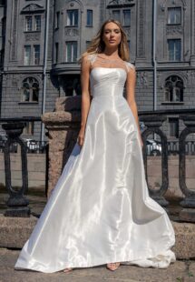 Style #14014b, Strapless A-line wedding dress with straight neckline; available in ivory