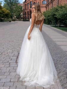 Ball gown wedding dress with spaghetti straps