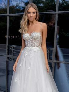 Ball gown wedding dress with spaghetti straps