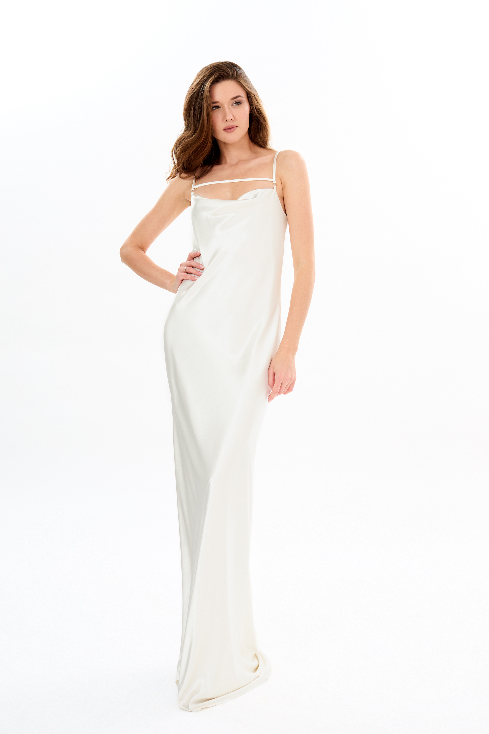 silk slip bridesmaid dress in ivory