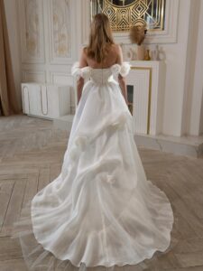 Organza A-line wedding dress with 3D flowers