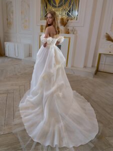 Organza A-line wedding dress with 3D flowers
