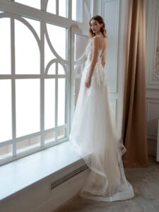 A-line wedding dress with floral embroidery