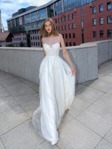 Illusion neck A-line wedding gown