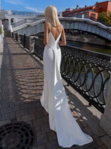 Spaghetti strap wedding dress with cut-out detail