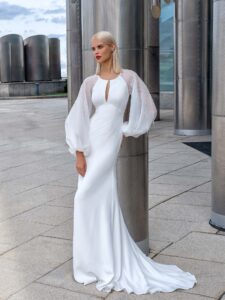 Bishop sleeve wedding gown with beaded accents